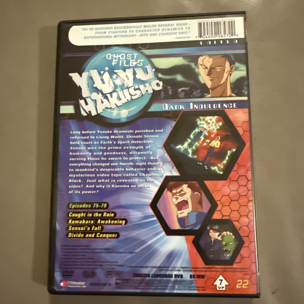 Vol. 22-Dark Indulgence (DVD, 2004) Ghost Files Yu‎ Yu Hakusho Episodes 75-78 - Picture 2 of 7